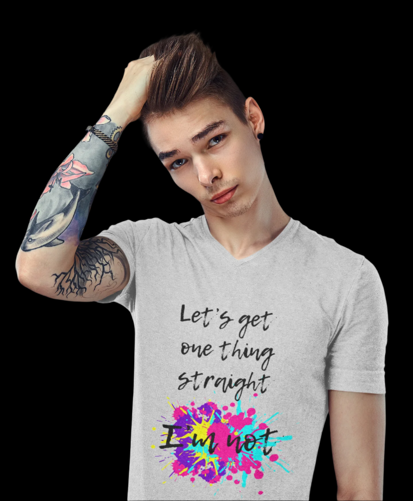 Let's Get One Thing Straight, I'm Not Fitted V-Neck Pride Tee - empowHERbyHeidi